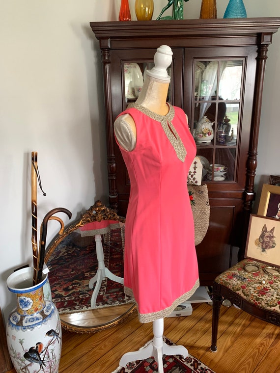 60s Hot Pink Dress, Boho 60s Dress, Size Small Dr… - image 8