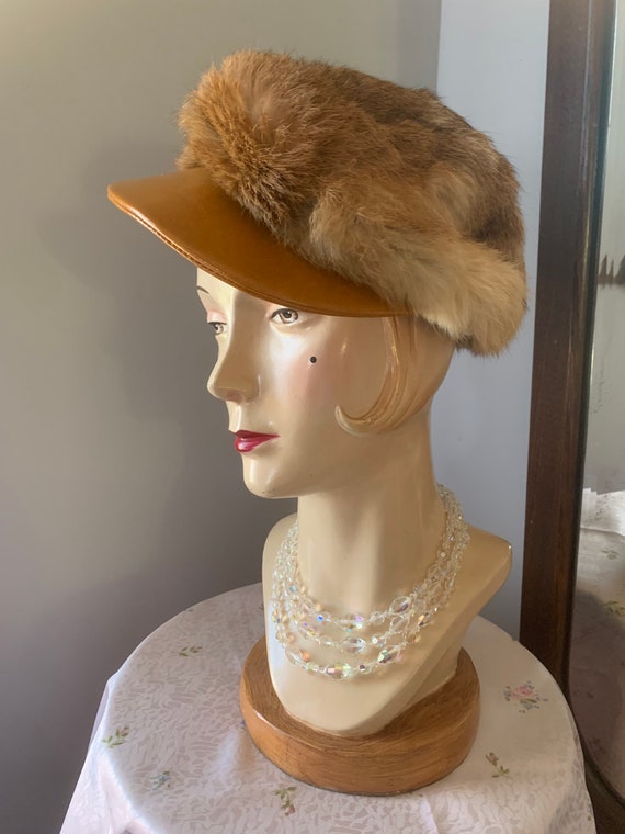 1970s Fox Fur Hat, 60s Fox Fur Hat, Fur News Boy … - image 2