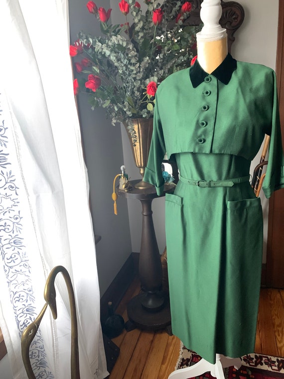 40s Green Dress, R&K Original Dress, Vintage Gree… - image 6