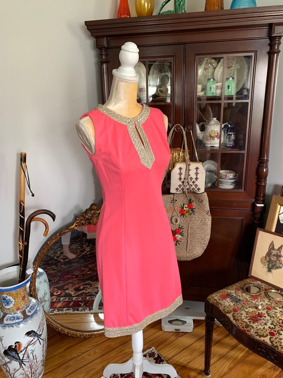 60s Hot Pink Dress, Boho 60s Dress, Size Small Dr… - image 4