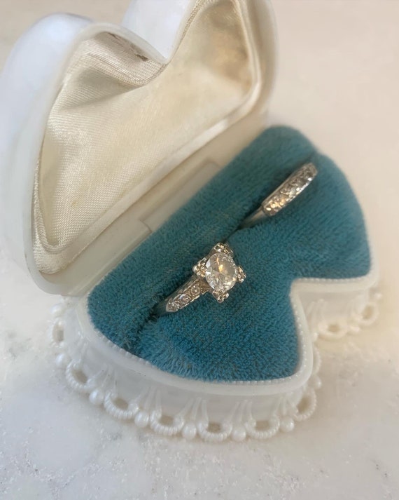 Art Deco White Gold Diamond Ring, 1 Carat Diamond… - image 2