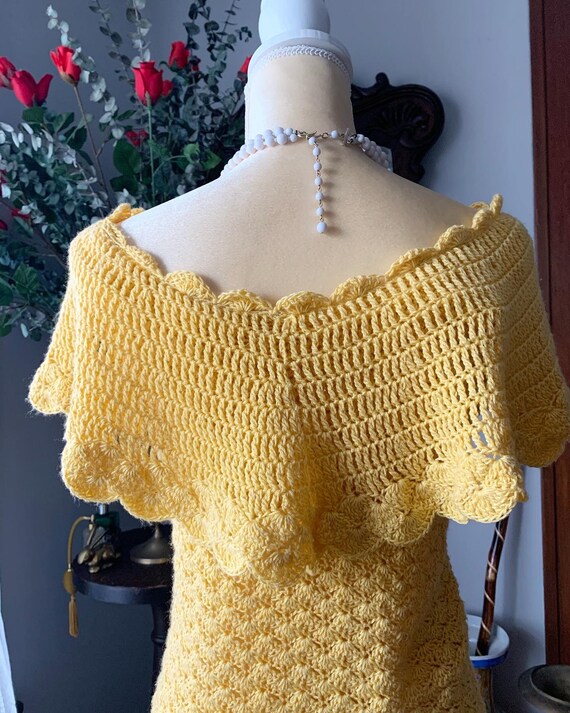 Vintage Yellow Crochet Blouse, Vintage Handmade C… - image 10