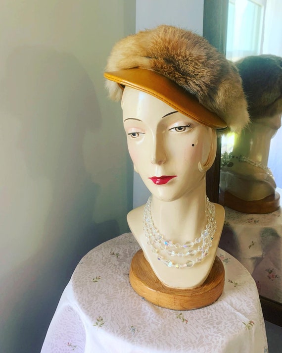 1970s Fox Fur Hat, 60s Fox Fur Hat, Fur News Boy … - image 4