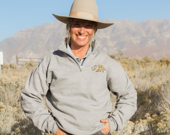Dino Pullover//Dino quarter zip//Cowboy Dinosaur Pullover