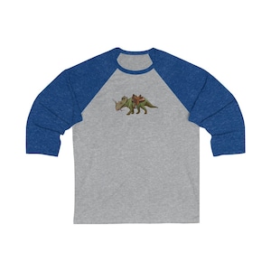 Unisex 34 Sleeve Baseball Tee, bridlesaurus baseball tee, cowboy dinosaur shirt