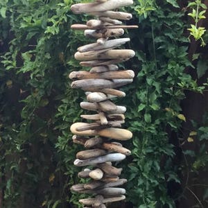 Driftwood Garden Art : Northern California Driftwood Windchime Ideas x Driftwood Garland for Housewarming Gift x Grandma Coastal Yard Art