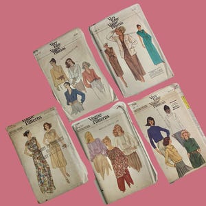 1970s Vintage Vogue Sewing Patterns 7082 7132 7176 7274 7380 x 1970s Vintage Clothing Bohemian Fashion Artwork