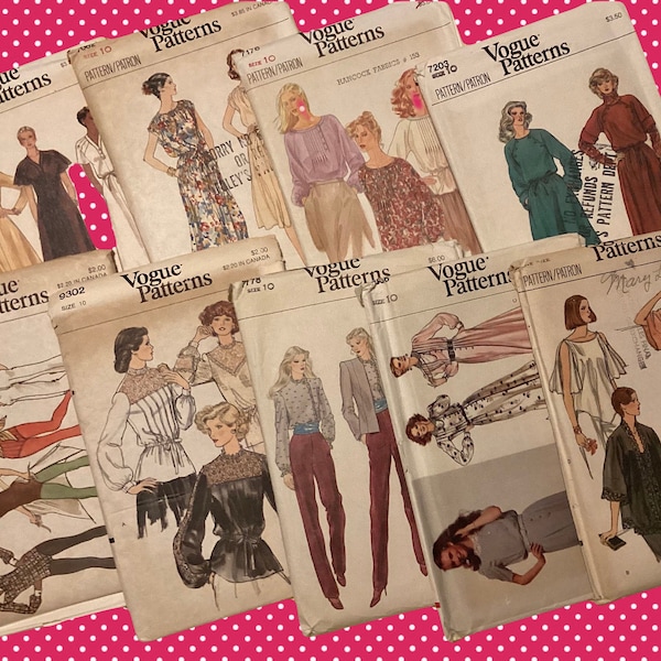 1970s Vintage Vogue Sewing Patterns 7032 7082 7176 7203 7636 7778 9302 8441 9760 x 1970s Vintage Clothing Bohemian Fashion Artwork