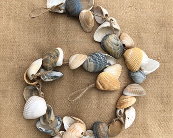 Mud Pie 77" Natural Oyster Seashell Gold Shell Garland String 
