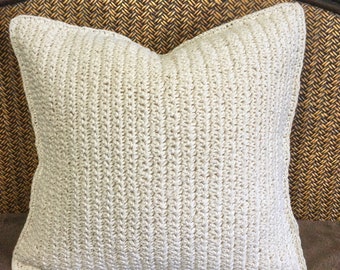 Pottery Barn White Pillow Cover made with Recycled Paper 18 x 18 White Textured Pillow Case x Beach Pillow Cover x Coastal Decor Sustainable