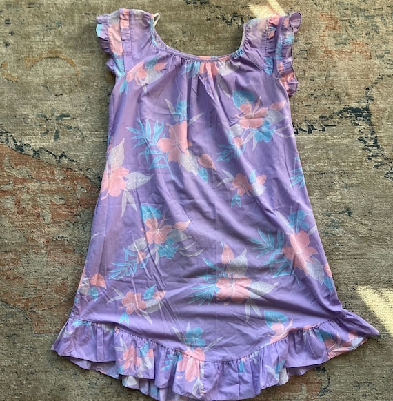 open lace back dress Waikiki Purple Hawaiian Meaaloha Muumuu Dress with Sleeves main image 1