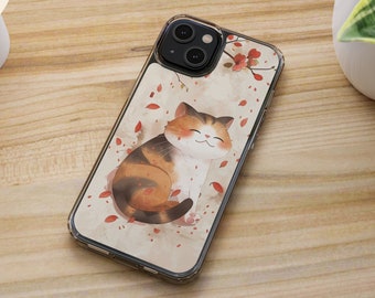 Japandi Cat iPhone 15 Pro TPU Case, Japanese Inspired iPhone 14 Pro Max Case, Neutral Color Samsung Galaxy S22 Case, iPhone 13 12 11 X XR XS
