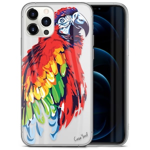 iPhone Clear Case, Macaw Parrot iPhone 15 14 13 12 11 SE Plus Pro Max Mini TPU Case, Samsung Galaxy S21 S22 Ultra Case, Premium iPhone Case