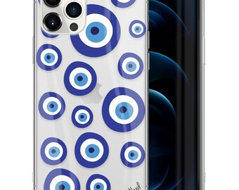 iPhone Clear Case iPhone 12 Pro Max 11 Pro Max Xsmax Xs Xr X 10 8  6 Plus 8+ Samsung S10 Plus Edge S9 S8 Protective Cover, Evil Eyes Pattern
