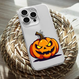 Halloween iPhone Clear Case, Jack O Lantern iPhone 15 14 13 12 11 Plus Pro Max TPU Case, Samsung Galaxy S20 S21 S22 Ultra Transparent Casing