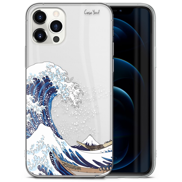 Case Yard iPhone Case Clear Flexible TPU Ultra Slim Fit Thin Shockproof Transparent Bumper Protective Cover Cell Phone Cases, Kanagawa Wave