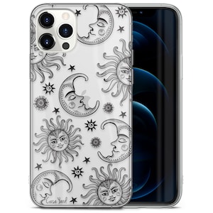 iPhone Clear Case, Moon & Star iPhone 15 14 13 12 11 Plus Pro Max Mini TPU Case, Samsung Galaxy S20 S21 S22 Ultra Case, Premium iPhone Case