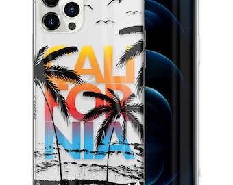 Custodia trasparente per iPhone, custodia California Palm Tree per iPhone 15 14 13 12 11 Plus Pro Max TPU, custodia Samsung Galaxy S21 S22 Ultra, custodia Premium per iPhone
