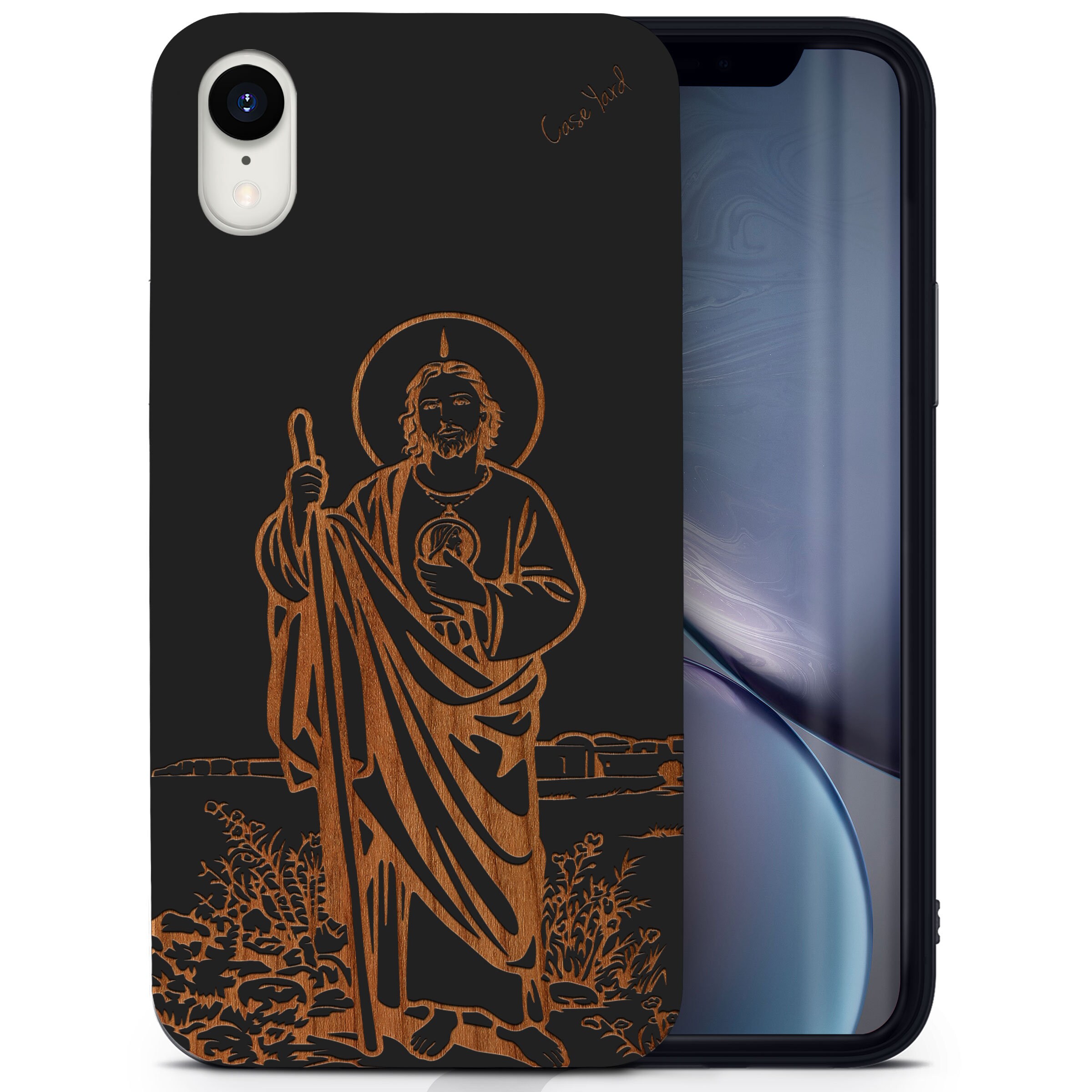 IPhone Wood Case, Saint Jude iPhone 16 15 14 13 12 11 Pro Max Plus