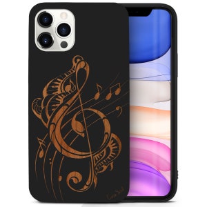 iPhone Wood Case, Tribal Music Note iPhone 15 14 13 12 11 Pro Max Plus Case, iPhone X XR XS Wood Case, Premium Protective iPhone Wood Casing