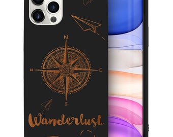 iPhone Wood Case, Wanderlust Adventure iPhone 15 14 13 12 11 Pro Max Plus Case, iPhone X XR Wood Case, Premium Protective iPhone Wood Casing