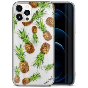 iPhone Clear Case, Pineapple Pattern iPhone 15 14 13 12 Plus Pro Max Mini TPU Case, Samsung Galaxy S21 S22 Ultra Case, Premium iPhone Case