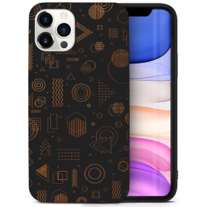 iPhone Geometry Wood Case iPhone 15 14 13 12 11 Pro Max Plus, iPhone Geometrics X XR XS 8 Wood Case, Premium Protective iPhone Wood Casing
