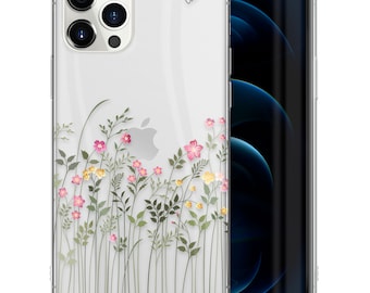 iPhone Clear Case, Floral Botanical iPhone 15 14 13 12 11 Plus Pro Max Mini TPU Case, Samsung Galaxy S21 S22 Ultra Case, Premium iPhone Case