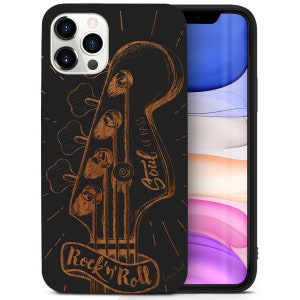 iPhone Wood Case, Electric Guitar  iPhone 15 14 13 12 11 Pro Max Plus Case, iPhone X XR XS 8 Wood Case, Premium Protective iPhone Wood Case