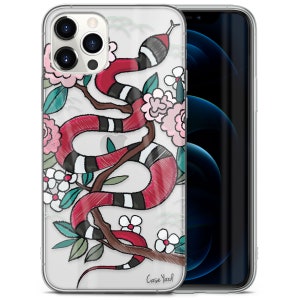 Custodia trasparente per iPhone, Flower Snake, custodia mini TPU per iPhone 15 14 13 12 11 SE Plus Pro Max, custodia per Samsung Galaxy S21 S22 Ultra, custodia premium per iPhone