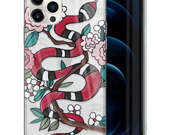 Custodia trasparente per iPhone, Flower Snake, custodia mini TPU per iPhone 15 14 13 12 11 SE Plus Pro Max, custodia per Samsung Galaxy S21 S22 Ultra, custodia premium per iPhone