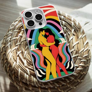 Psychedelic iPhone Clear Case, The Lovers iPhone 15 14 13 12 11 Pro Max TPU Case, Rainbow Patterns Samsung Galaxy S20 S21 S22 Ultra Casing