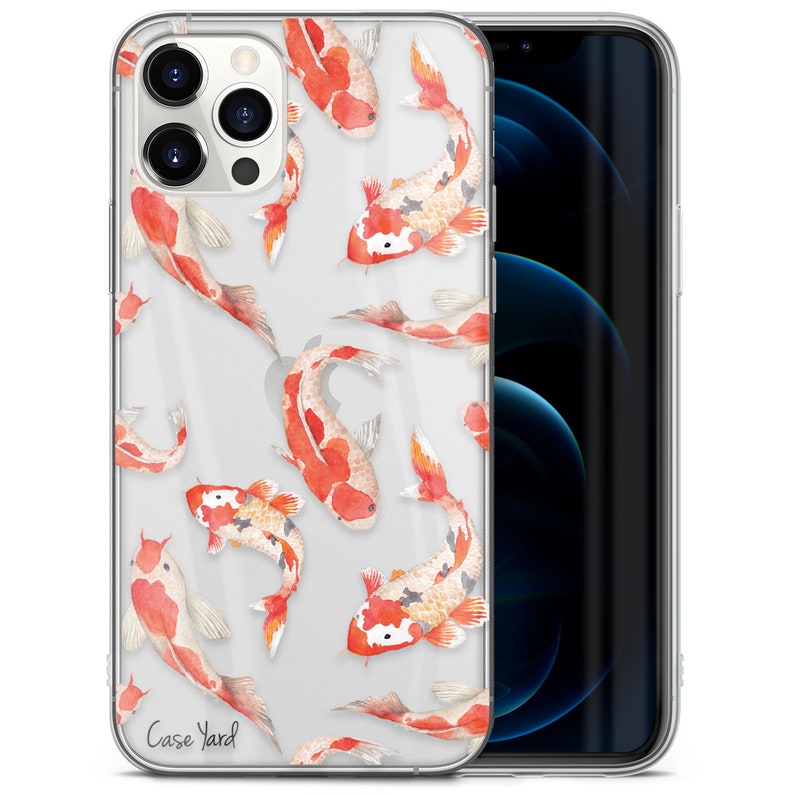 iPhone Clear Case, iPhone 12 Pro Max 11 Pro Max Xsmax Xs Xr X 10 8 Plus Case Samsung S20 S10Plus Edge S9 S8 Protective Cover Cases, Koi Fish 