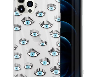 iPhone クリアケース、All Seeing Eyes iPhone 15 14 13 12 11 Plus Pro Max Mini TPU ケース、Samsung Galaxy S21 S22 Ultra ケース、プレミアム iPhone ケース