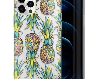 Custodia trasparente per iPhone, custodia Summer Pineapple per iPhone 15 15 14 13 12 11 Plus Pro Max mini TPU, custodia per Samsung Galaxy S21 S22 Ultra, custodia premium per iPhone