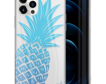 Custodia trasparente per iPhone, ananas blu, custodia mini TPU per iPhone 15 14 13 12 11 Plus Pro Max, custodia per Samsung Galaxy S21 S22 Ultra, custodia premium per iPhone