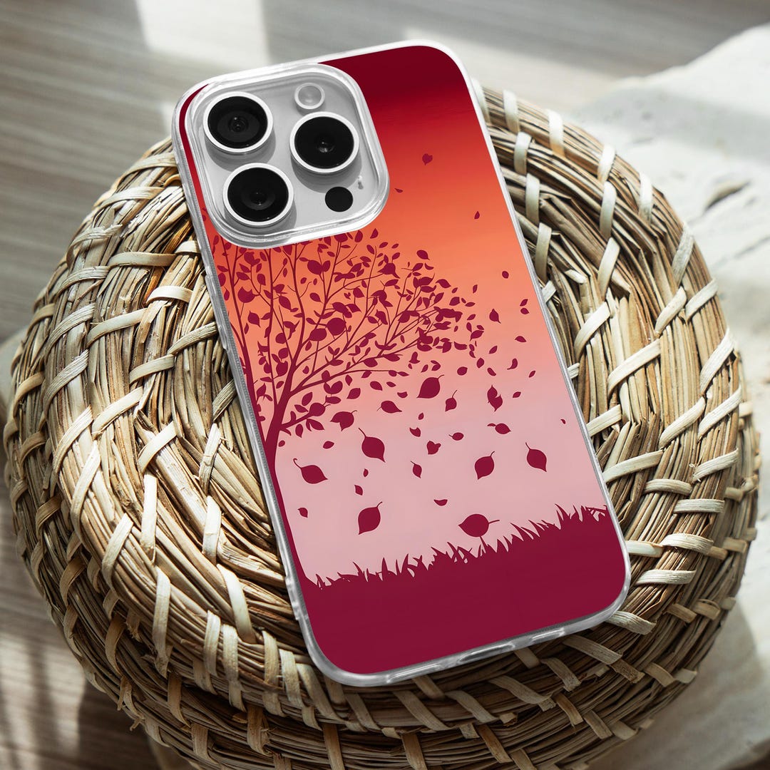Autumn iPhone Clear Case, Silhouette Tree iPhone 15 14 13 12 11 Plus ...