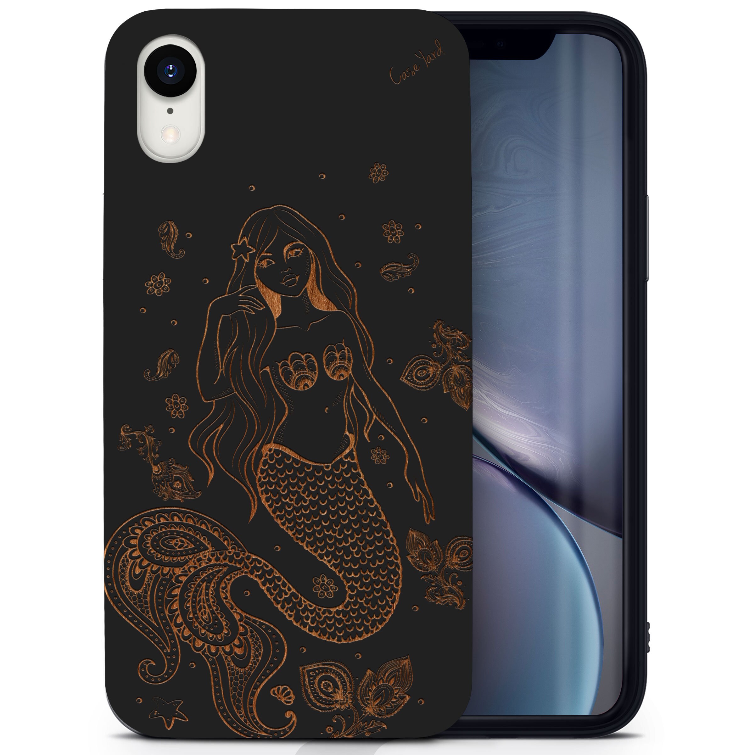 IPhone 木製ケース、マーメイド マンダラ iPhone 15 14 13 12 11