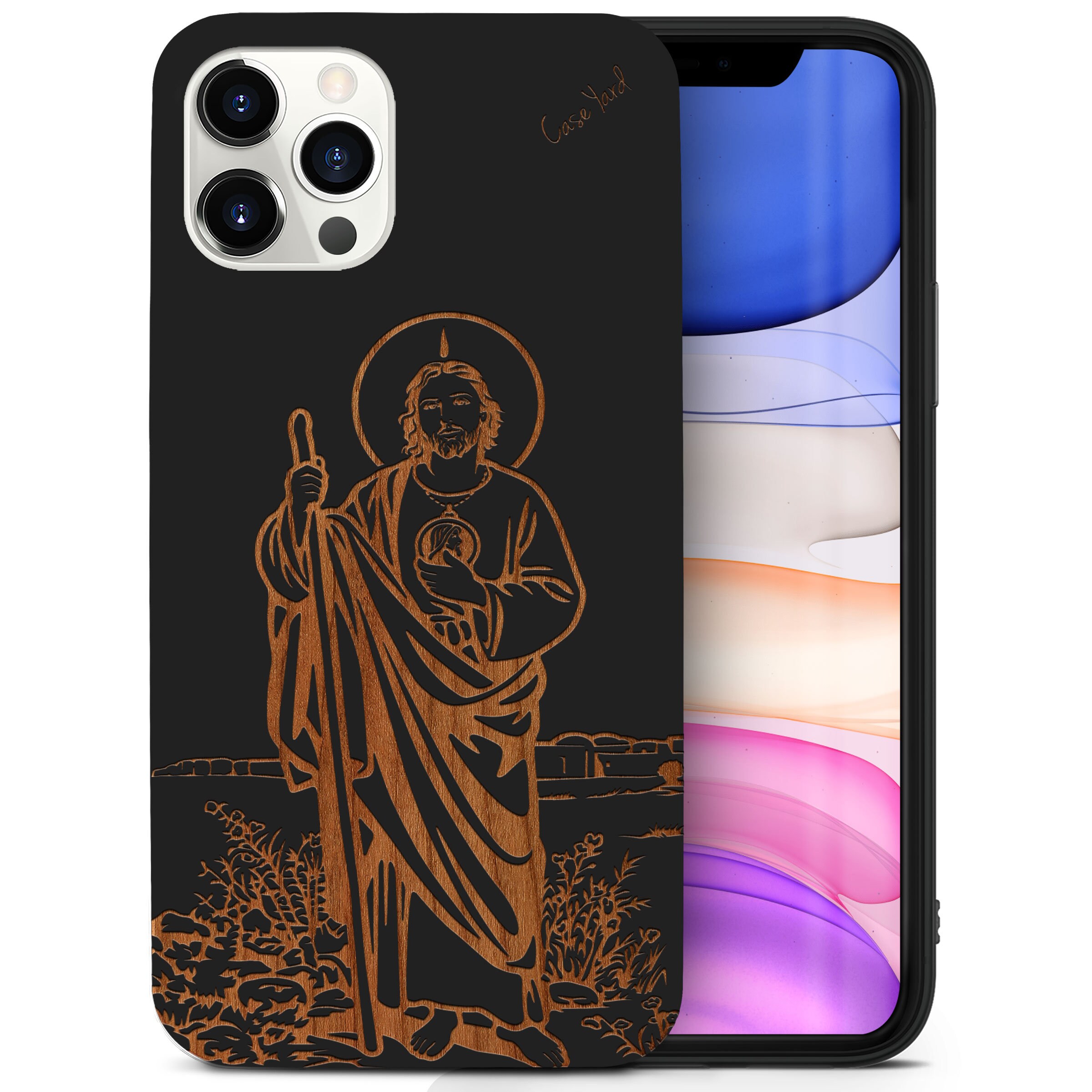 家具・インテリア iPhone case IPhone Wood Case, Saint Jude iPhone 16 15 14 13 12 11 Pro Max Plus