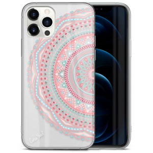 iPhone Clear Case, Anna Mandala iPhone 15 14 13 12 11 SE Plus Pro Max Mini TPU Case, Samsung Galaxy S21 S22 Ultra Case, Premium iPhone Case
