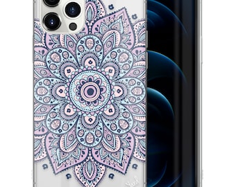 iPhone クリアケース、ダコタ マンダラ iPhone 15 14 13 12 11 Plus Pro Max TPU ケース、Samsung Galaxy S20 S21 S22 Ultra ケース、プレミアム iPhone ケース