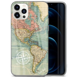 iPhone Clear Case, Atlantic Compass iPhone 15 14 13 12 11 Plus Pro Max Mini TPU Case, Samsung Galaxy S21 S22 Ultra Case, Premium iPhone Case