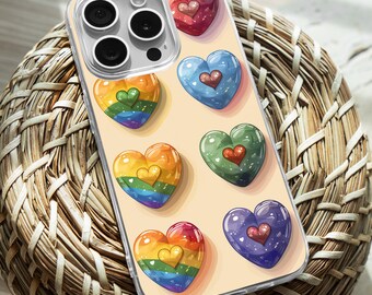 iPhone Clear Case, Pride Month Rainbow iPhone 15 14 13 12 11 Plus Pro Max TPU Case, Samsung Galaxy S21 S22 Ultra Case, Premium iPhone Casing