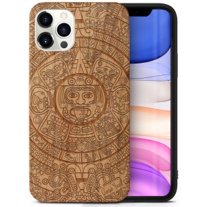 iPhone Holzhülle, Maya Kalender iPhone 15 14 13 12 11 Pro Max Plus Hülle, iPhone X XR XS 8 Holzhülle, Premium Schutzhülle iPhone Holzgehäuse