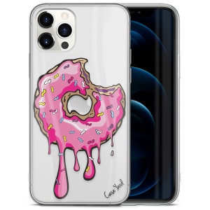 iPhone Clear Case, iPhone 15 14 13 12 Pro Max 11 Pro Max Xsmax Xs Xr X 10 8 Plus 8+ Case Samsung S20 Plus Protective Cover, Dripping Donut