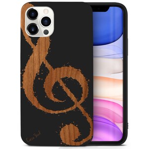 iPhone Wood Case, Music Note G-clef iPhone 16 15 14 13 12 11 Pro Max Plus Case, iPhone XR XS Wood Case, Premium Protective iPhone Wood Case