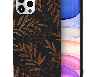 iPhone Wood Case, Leaves Pattern iPhone 15 14 13 12 11 Pro Max Plus Case, iPhone X XR XS SE Wood Case, Premium Protective iPhone Wood Casing
