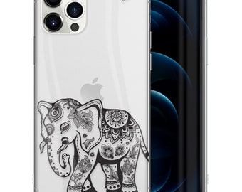 Duidelijk iPhone-hoesje, olifantenmandala iPhone 15 14 13 12 11 Plus Pro Max TPU-hoesje, Samsung Galaxy S20 S21 S22 Ultra-hoesje, premium iPhone-hoesje