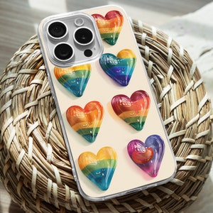 iPhone Clear Case, Pride Month Rainbow iPhone 15 14 13 12 11 Plus Pro Max TPU Case, Samsung Galaxy S21 S22 Ultra Case, Premium iPhone Casing