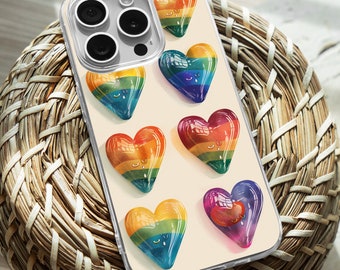 iPhone Clear Case, Pride Month Rainbow iPhone 15 14 13 12 11 Plus Pro Max TPU Case, Samsung Galaxy S21 S22 Ultra Case, Premium iPhone Casing